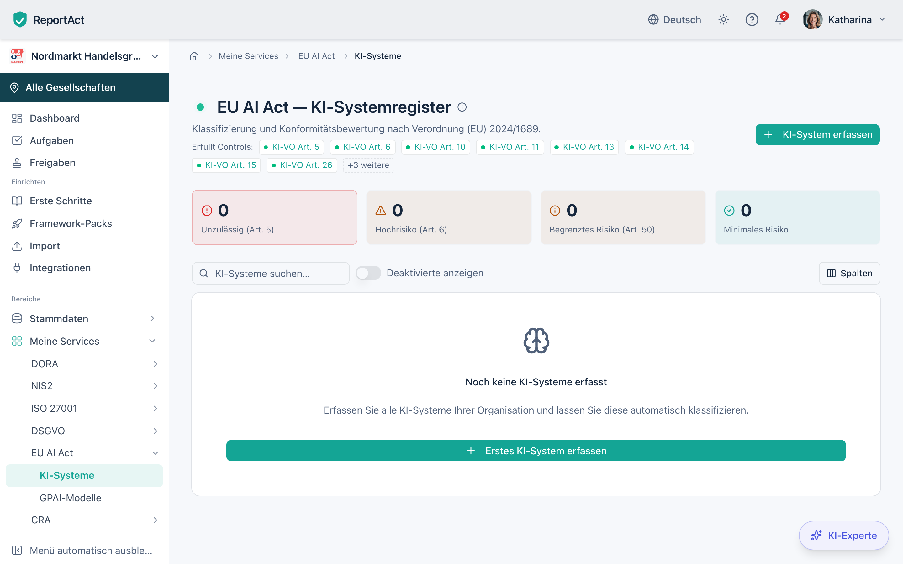KI-System-Inventar nach EU AI Act in ReportAct